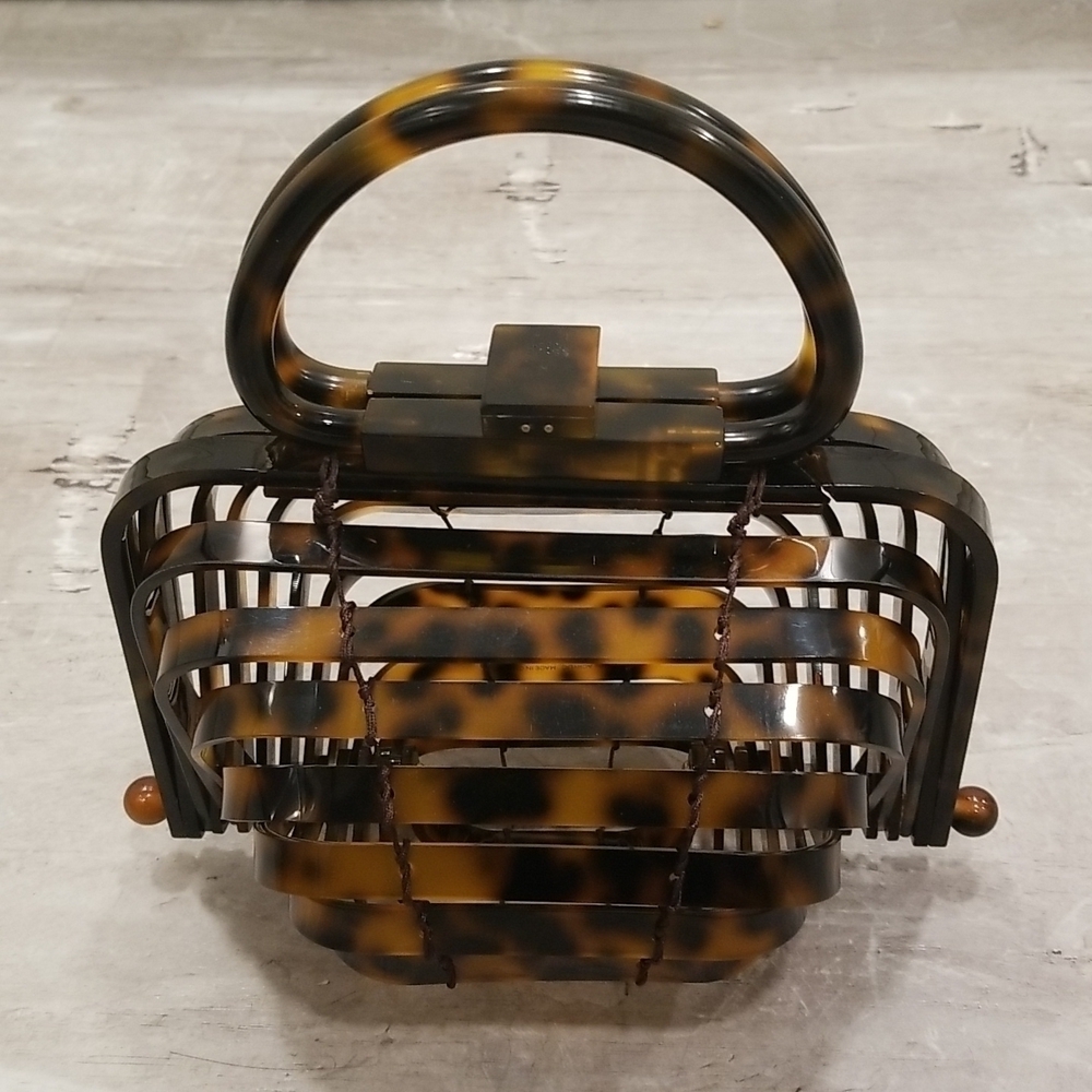 💕CULT GAIA💕 Lillith Bag ~ Tortoise Acrylic Mini Top Handle Bag Collapsible - Picture 11 of 16